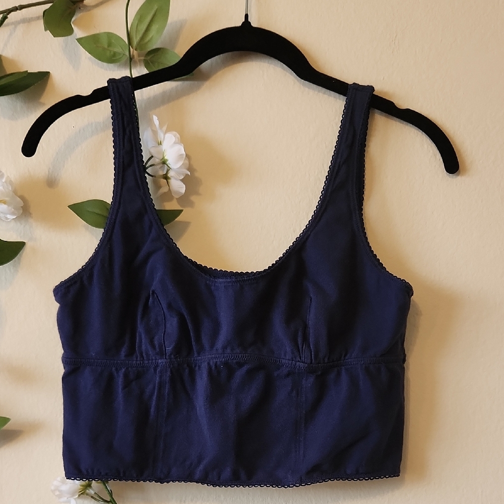 NWOT - Aerie Superchill Navy Cotton Corset Crop Top - M